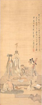  antique Oil Painting - Chen Hongshou immortals celebrating a birthday antique Chinese